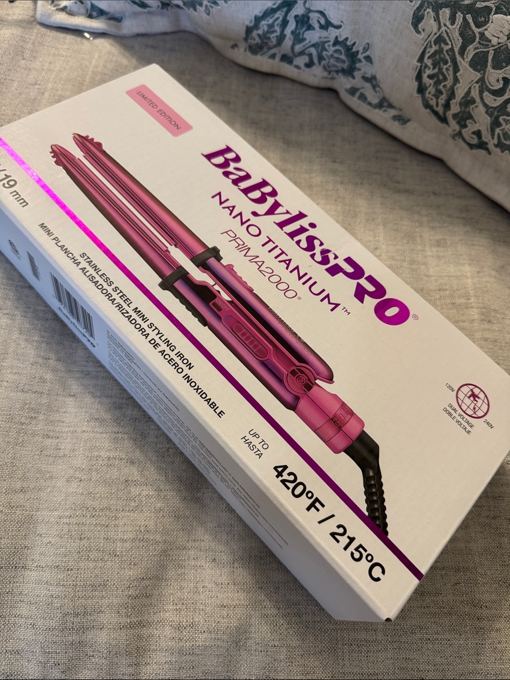 BABYLISS PRO NANO TITANIUM PRIMA2000 Straightener flat mini styling iron 3/4"